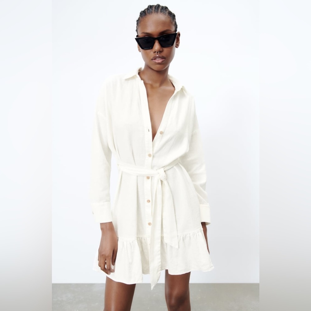 Zara linen shirt dress